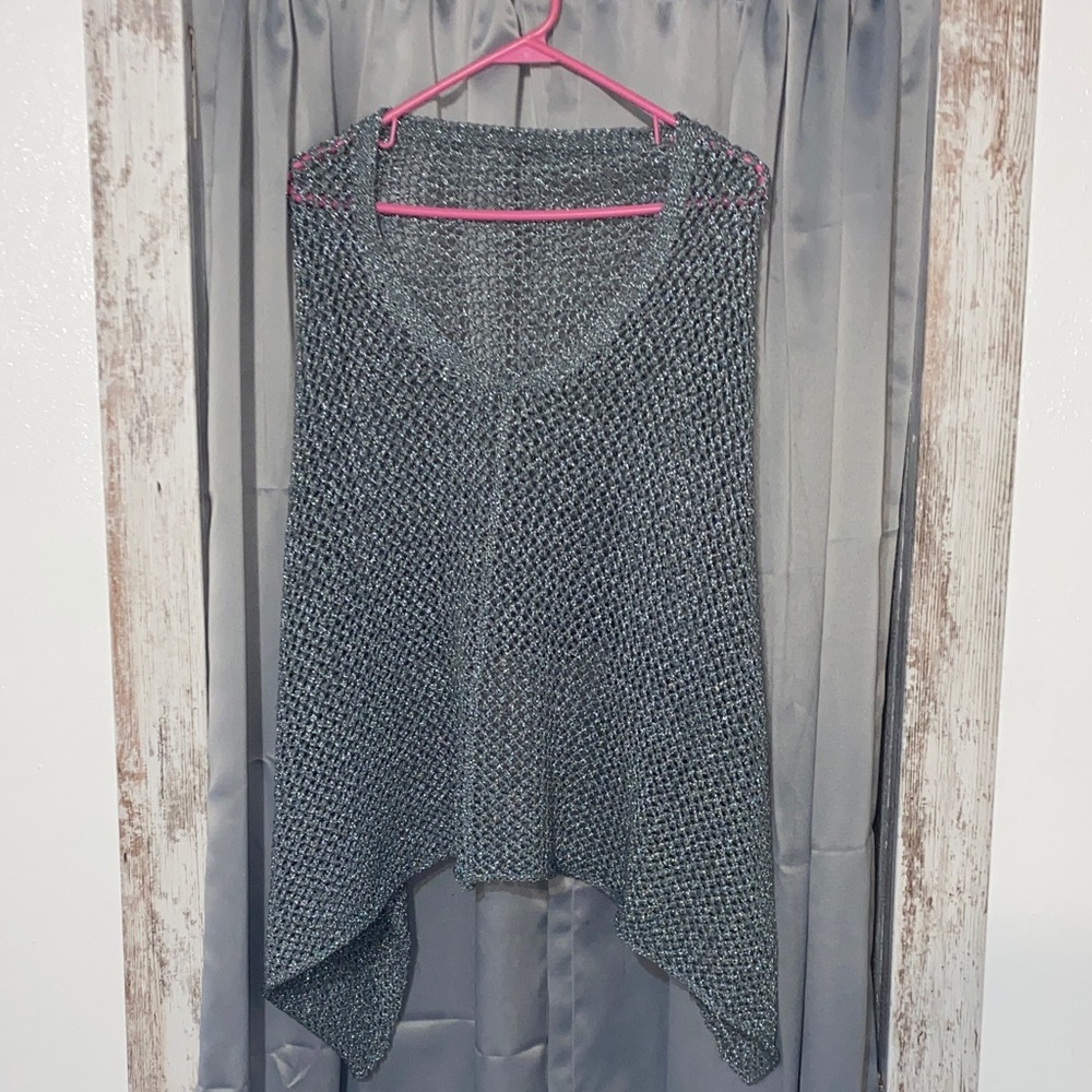 Gray Knit Poncho